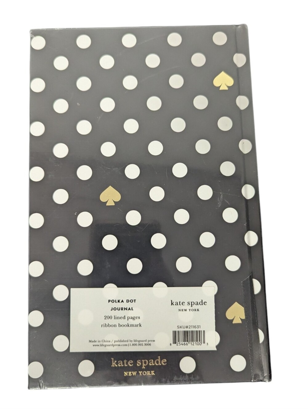 NWT Kate Spade Black & White Polka Dot Journal with Gold Spade Accents - Picture 2 of 3